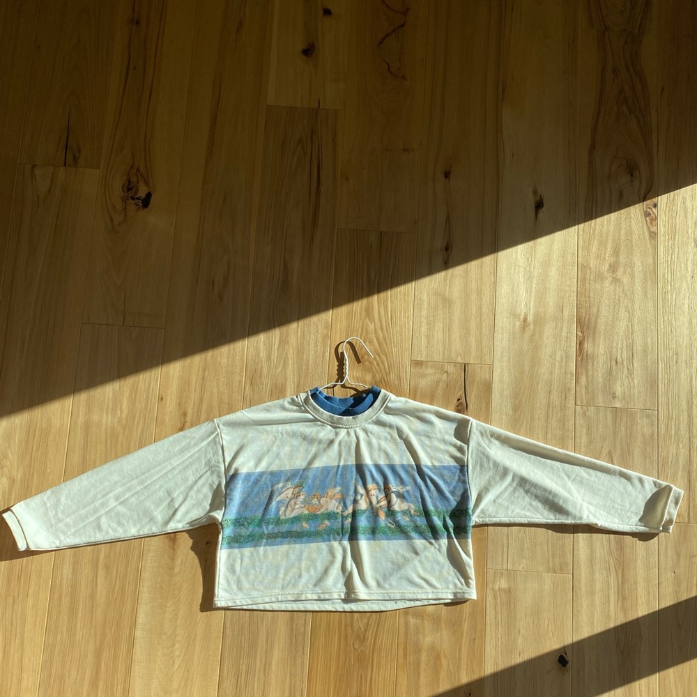 Cropped angel patterned sweater
